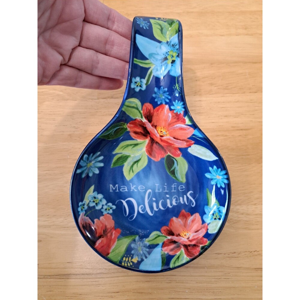 Pioneer Woman Spring Bouquet Spoon Rest Blue Floral MAKE LIFE DELICIOUS 2018